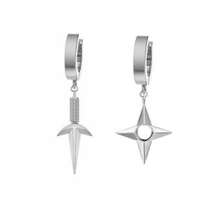 mister sfc mens jewelry shinobi earring and shuriken earring silver chrome steel